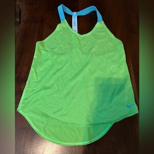 Nike Women's Lime Green Tank Top with Blue Straps